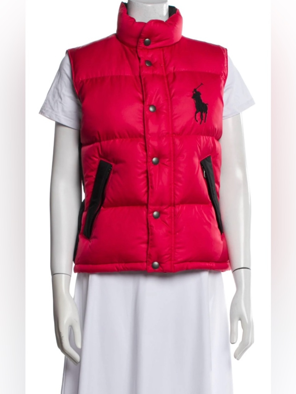 Ralph Lauren Red Puffer Vest with Black Pony Logo